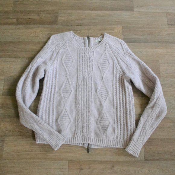 Madewell Palisade Back Zip Merino Wool Cable Knit Sweater Size Medium - Picture 4 of 9
